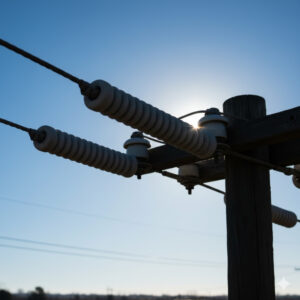 close-up image of an insulated power line
