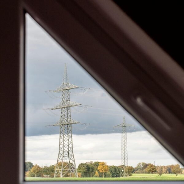 View from a power line outside a window.