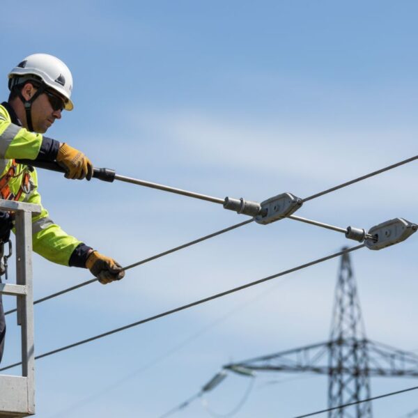 Power line installation.