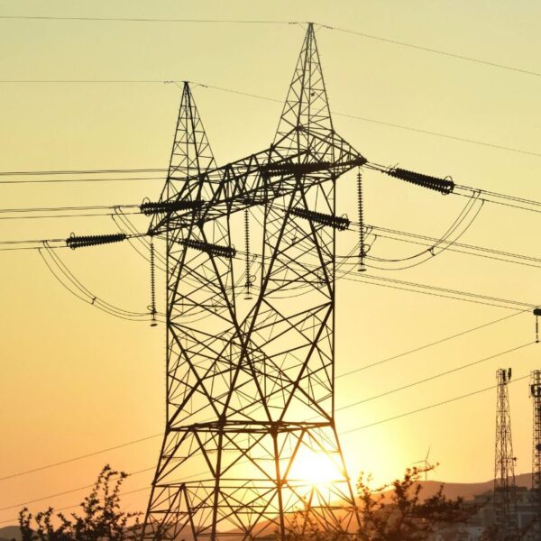 Power line at sunset.